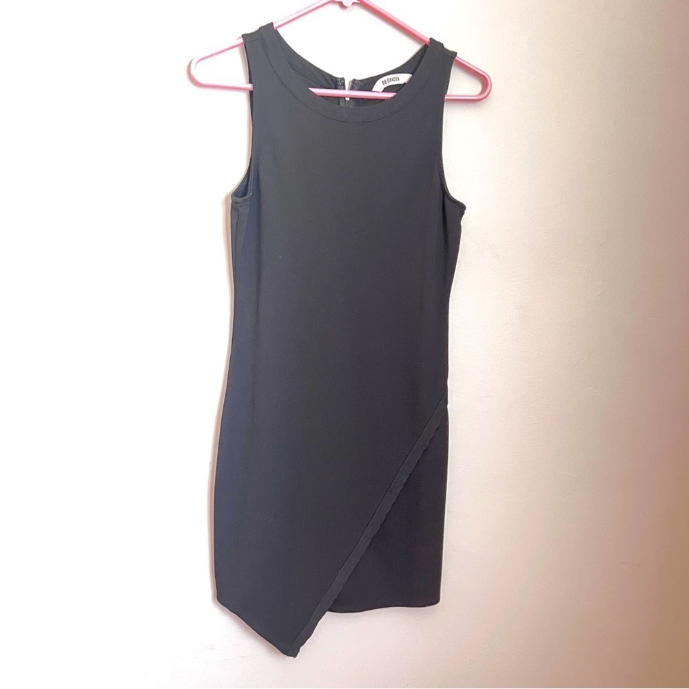 BB Dakota Black Asymmetrical Bodycon Dress Size Small Gorgeous Like New - Picture 1 of 9